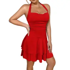 GIOIO - Vestido Mujer Casual Versátil y Cómodo Rojo