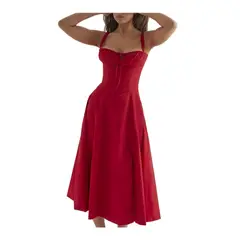 GIOIO - Vestido Mujer Casual Versátil y Cómodo Rojo