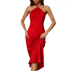 GIOIO - Vestido Mujer Casual Versátil y Cómodo Rojo