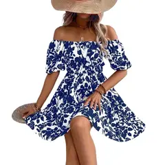 GIOIO - Vestido Mujer Casual Versátil y Cómodo Azul