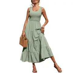 GIOIO - Vestido Mujer Casual Versátil y Cómodo Verde