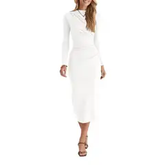 GIOIO - Vestido Mujer Casual Versátil y Cómodo Blanco