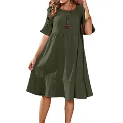 GIOIO - Vestido Mujer Casual Versátil y Cómodo Verde