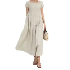 GIOIO - Vestido Mujer Casual Versátil y Cómodo Beige