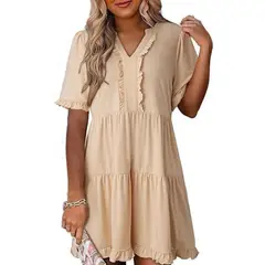 GIOIO - Vestido Mujer Casual Versátil y Cómodo Beige
