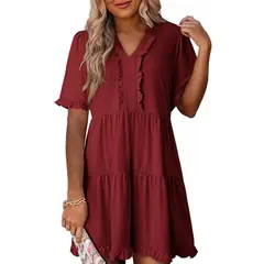 GIOIO - Vestido Mujer Casual Versátil y Cómodo Rojo