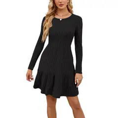 GIOIO - Vestido Mujer Casual Versátil y Cómodo Negro