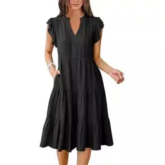 GIOIO - Vestido Mujer Casual Versátil y Cómodo Negro