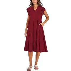 GIOIO - Vestido Mujer Casual Versátil y Cómodo Rojo