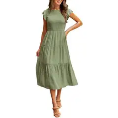 GIOIO - Vestido Mujer Casual Versátil y Cómodo Verde