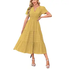 GIOIO - Vestido Mujer Casual Versátil y Cómodo Amarillo