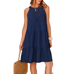 GIOIO - Vestido Mujer Casual Versátil y Cómodo Azul