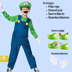 GENERICO - Polo Algodon Luigi Bros Verde Peluche - Talla 6 hasta 16