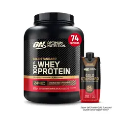 OPTIMUN NUTRITION - Gold Standard Whey 5 LB - Double Rich Chocolate + Bebible Shake Gold Standard 325 ml