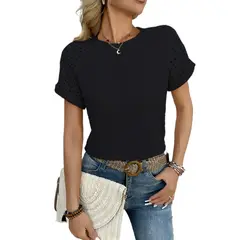 GIOIO - Blusa Mujer Casual Ajustada Elegante Negro