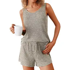 GIOIO - Conjunto de Verano Mujer y Cómodo Marrón