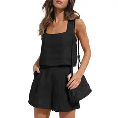 GIOIO - Conjunto de Verano Mujer y Cómodo Negro