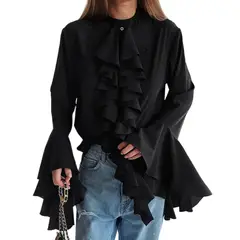 GIOIO - Blusa Mujer Casual Ajustada Elegante Negro