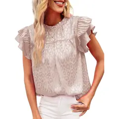 GIOIO - Blusa Mujer Casual Ajustada Elegante Beige