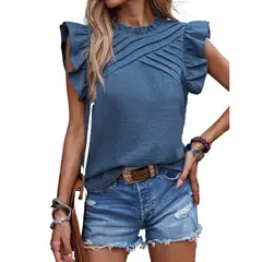 GIOIO - Blusa Mujer Casual Ajustada Elegante Azul