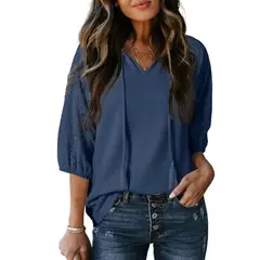 GIOIO - Blusa Mujer Casual Ajustada Elegante Azul