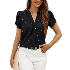 GIOIO - Blusa Mujer Casual Ajustada Elegante Negro