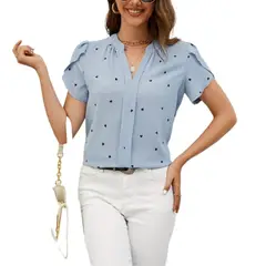 GIOIO - Blusa Mujer Casual Ajustada Elegante Azul