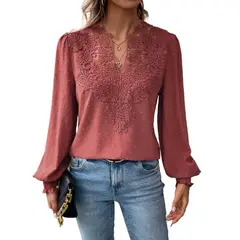 GIOIO - Blusa Mujer Casual Ajustada Elegante Rojo