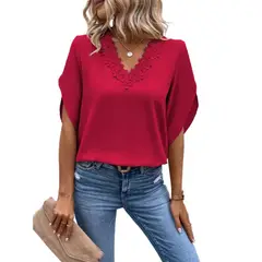GIOIO - Blusa Mujer Casual Ajustada Elegante Rojo