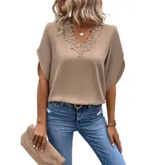 GIOIO - Blusa Mujer Casual Ajustada Elegante Marrón