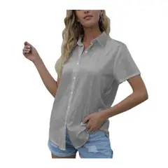 GIOIO - Blusa Mujer Casual Ajustada Elegante Gris
