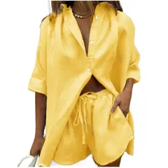 GIOIO - Conjunto de Verano Mujer y Cómodo Amarillo