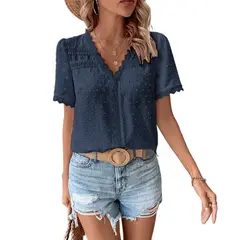 GIOIO - Blusa Mujer Casual Ajustada Elegante Azul