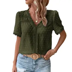 GIOIO - Blusa Mujer Casual Ajustada Elegante Verde
