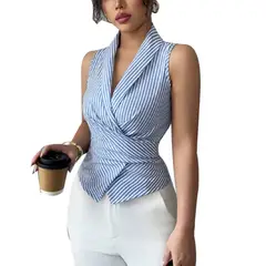 GIOIO - Blusa Mujer Casual Ajustada Elegante Azul