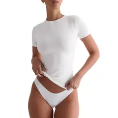 GIOIO - Blusa Mujer Casual Ajustada Elegante Blanco