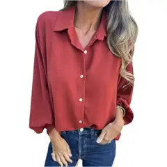 GIOIO - Blusa Mujer Casual Ajustada Elegante Rojo