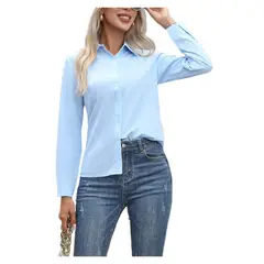GIOIO - Blusa Mujer Casual Ajustada Elegante Azul