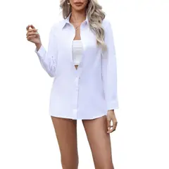 GIOIO - Blusa Mujer Casual Ajustada Elegante Blanco