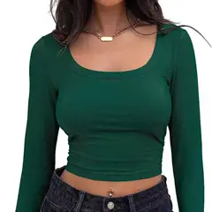 GIOIO - Blusa Mujer Casual Ajustada Elegante Verde
