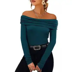 GIOIO - Blusa Mujer Casual Ajustada Elegante Verde