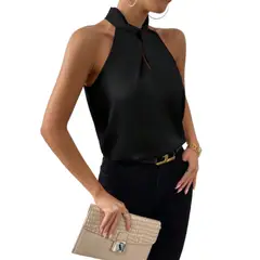 GIOIO - Blusa Mujer Casual Ajustada Elegante Negro