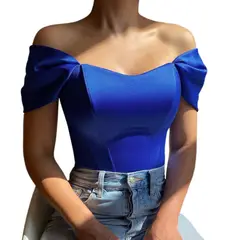 GIOIO - Blusa Mujer Casual Ajustada Elegante Azul