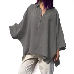 GIOIO - Blusa Mujer Casual Ajustada Elegante Gris