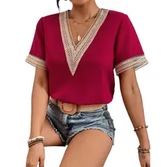 GIOIO - Blusa Mujer Casual Ajustada Elegante Rojo