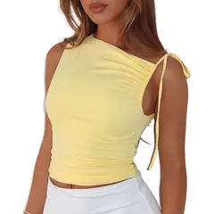 GIOIO - Blusa Mujer Casual Ajustada Elegante Amarillo