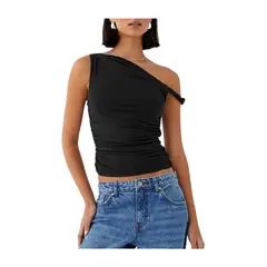 GIOIO - Blusa Mujer Casual Ajustada Elegante Negro