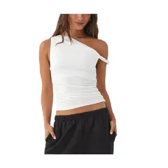 GIOIO - Blusa Mujer Casual Ajustada Elegante Blanco