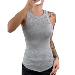 GIOIO - Blusa Mujer Casual Ajustada Elegante Gris