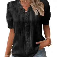 GIOIO - Blusa Mujer Casual Ajustada Elegante Negro